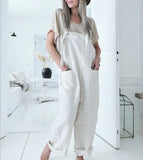 Summer Harajuku Sleeveless Linene and Cotton Stripe Jumpsuits 2020 Fashion Ladies Streert Casual Holiday Romper Plus