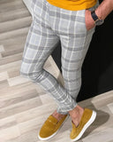 New Men's Casual Dating Men's Lattice Solid Nine-Point