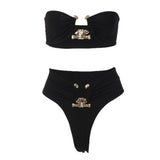 Design Sense 2025 New Women's Sexy Metal Accessories Split
