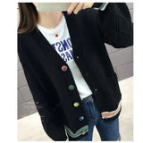 Autumn Women Cardigans Sweater Fashion Patchwork Long Sleeve Single Breasted Winter Warm Knitted Coat V-neck Female