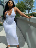 2021 Sleeveless Solid Square Collar Ribbed Skinny Maxi Dress Spring Summer Women Fashion Sexy Streetwear Lounghe