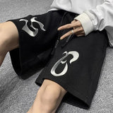 2022 Summer Men Shorts Black Pants High Waist Goth Punk Casual Baggy Sweatshorts Streetwear Y2k Elastic Waist Cargo Male