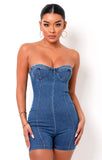 Sexy Blue Strapless Denim