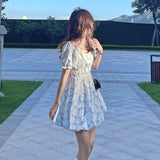 Dress Women Chic Backless Design Vacation Mini Vestido Mujer Y2k Lovely Schoolgirl Sundress Short Sleeve Ins Trendy Basic-Outfit