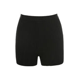 Casual Ribbed Knit Shorts Fashion Fitness Elastic High Waist Back Zipper Stretch Hot Pants Ladies Club Homewear