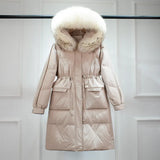 Waterproof Winter Women's Long Puffer Jacket 2022 Big Real Raccoon Fur Hooded Duck Down Coat Female Rain Feather