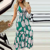 Woherb New Neck With High Waist Print Dress Sexy Women's Dress-Outfit