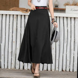 Patchwork Skirt Women 2022 Summer A-line Midi Skirts Casual Solid Loose Bottoms Ladies Zipper High Waist