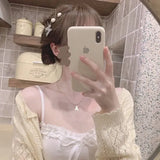 Japanese Crop Top Summer Kawaii Skinny Tanks Camis Blue Bow Tube Bras Y2k Short Solid Sexy Sleeveless Bandage Cropped Women