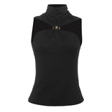 Spring And Summer New Women's Temperament Design Feeling Solid Half-High Collar Sleeveless Vest Slim Slim