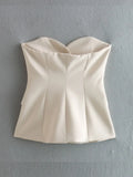2023 Summer Women Sexy Vests Coats Casual Solid Slim Buttons Off shoulder Female Elegant Street Waistcoat Clothing-Outfit