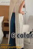 Out Dress Women Midi Knitting Vintage Loose Casual Sleeveless Summer Streetwear Vacation Aesthetic Female Simple Daily-Outfit