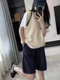 Retro Loose V-Collar Vest 2024 New Style Knitted Vest Women's Shoulder Vest-Outfit