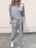 Spring And Autumn Women's New Women's Loose-Fitting Solid-Colored Drawstring Long-Sleeved Casual