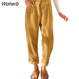 Autumn and Winter Wide Leg Pants Loose Fashion Women High Waist Casual Corduroy Pants Straight Trousers Joggers 23355-Outfit