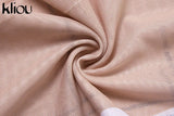 Kliou Sexy Mesh Jumpsuit Women Geometric Letter Print See Through Sheath Slim Overall Long Sleeve Turtleneck Party
