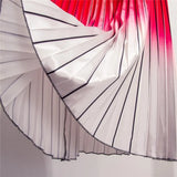 Summer Gradient Color Skirt High-waisted Striped Pleated Skirts Women Casual Midi Long Skirts Streetwear QH1794-Outfit