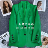 Green Suit Jacket Woman 2025 Spring And Autumn New Leisure Temperament High-End Sense Fried Street Small Suit Suit