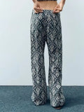 2023 Women Summer Straight Pants Vintage Floral Print Elastic waist Female Elegant Street Pant Trousers Clothing-Outfit