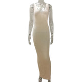 Summer In Women's New Hollow Perspective Sling Knitted V-Neckless Sleeveless Long