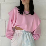 Autumn Crop Top Sweatshirts Women Oversized Aesthetic Harajuku Tops Tees Streetwear Autumn Women's Clothing