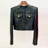 New Star Fashion Necker Heavy Industry Rope Repair Short Leather Jacket Jacket