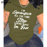 Women T-shirts Letter Print Short Sleeve O-neck Stretchy T Shirt Tops Female Fashion Streetwear Casual Tees Tops Summer-Outfit