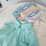 Spring Summer 2023 Women Fashion Tunic Chemise Oversize Femme Macaron Shirt for Women Office Blouse Korean Style Women-Outfit