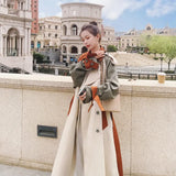 New Fashion Women Trench Coat Long Patchwork Double-Breasted with Belt Lady Duster Coat Female Cloak Spring