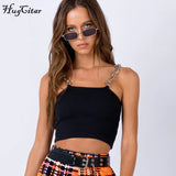 chains spaghetti straps neon green Canale patchwork sexy camis 2021 summer women club party streetwear female crop