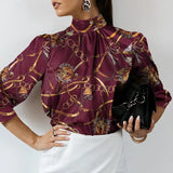 Women Satin Blouse 2022 Fashion Elegant Tunic Slik Tops Autumn Solid High Collar Shirt Long Sleeve Party Blusas
