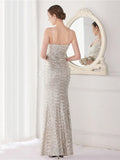 Formal Sequins Strap Slit Mermaid Evening