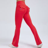 Woherb Peach Lift Hip Yoga Bell Pants Fitness Exercise Wide Leg Micro Pants High Waist Quick Dry-Outfit