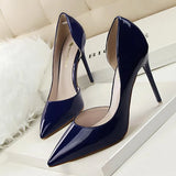 2019 Women pumps Elegant pointed toe patent leather office lady Shoes Spring Summer High heels Wedding Bridal