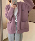 Woherb Women's Wear Fall / Winter 2024 New Large Pocket Knit Cardigan Top-Outfit