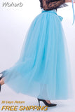 Women 7 Layer 100cm Party Tulle Ball Gown Skirt Banquet Wedding Faldas Mujer Elastic Waist Bow Tie Belt Tutu Skirt QT2178-Outfit
