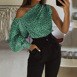 Blusas Women 2022 Summer Off Shoulder Shirt Elegant Long Sleeve Blouse Fashion Asymmetrical Top Casual Solid Tunic
