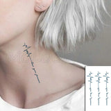 Water Transfer Tattoo Sexy Black Letter Lifeline Tattoo Body Art Waterproof Temporary Fake Flash Tattoo for Man Woman