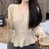 Woherb Autumn And Winter New Women's Fashion Casual Long-Sleeved Sweater Coat Korean Version Fishtail Knit Cardigan Jacket Tide-Outfit