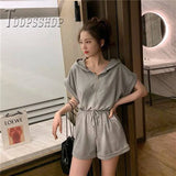 Summer Korean Women Jumpsuit Grey and Black Color Female