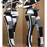 Winter Fashion Print Two Piece Set Women Casual Sports Style Zipper Coat Sweatpants Two Piece Set Women-Outfit