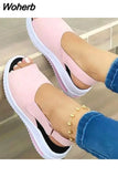 Fashion Shoes Women Platform Sandals Stretch Fabric Summer Women's Shoes Comfort Walking Ladies Sandalias Female Casual Footwear 729-0-Outfit