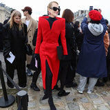 Fashion Personality Design Collar And Long Wind Coat Dress For Autumn And Winter