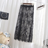 Women One Layer All Match Outer Tulle Skirt Elastic Waist Black Tutu A-line Long Skirt QT2180-Outfit