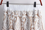 Retro Flower Print Hollow Lace Skirts Elegant High Waist Midi A-line Long Skirt QT1473-Outfit