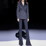 New Star Fashion Hot Diamond Blazer Jacket + Micro-Tlave Trousers Set Two-Piece