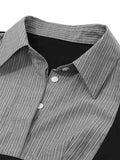 Vintage Stripe Splice Polo Neck Long Sleeve