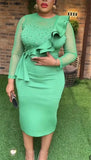 Spring Midi Dress African Dress for Women Daily Elegant Long Bodycon Dresses Sexy Mesh Beaded Robe Femme African Clothes-Outfit