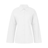 Lapel Shirt Blouse Solid 5 Colors Simple Style Long Sleeve Single Breasted Loose Casual Office Lady Tops Autumn Spring
