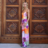 Women Tie-dye Print Suspender Dresses Summer Backless Sling Long Dress Slim Bodayxon Dresses Beach Holiday Dress WY23022SK-Outfit
